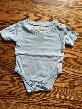 Mini Mioche Light Blue V-Neck Short Sleeve Baby Bodysuit